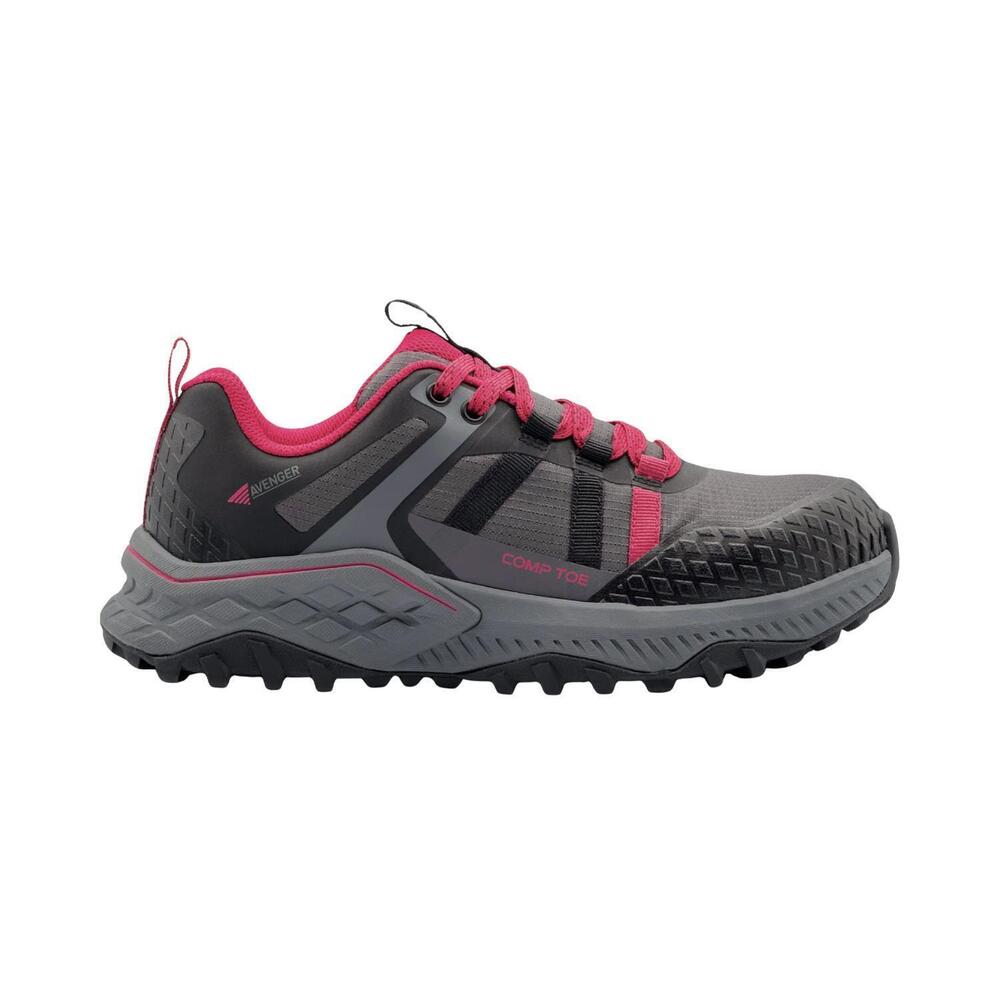 NEW AVENGER women's aero trail composite toe shoe in grey/magenta